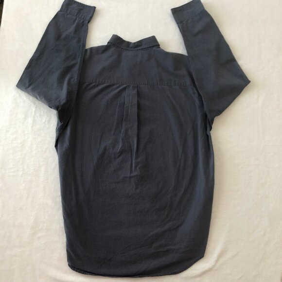 Roundtree and Yorke Poplin Men L Blue-Grey Long Sleeve Button Down Shirt - Picture 7 of 7